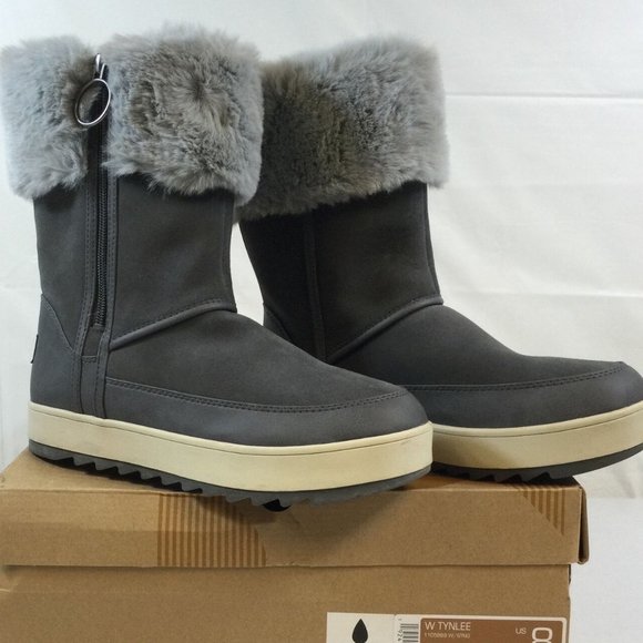 NIB UGG KOOLABURRA WOMEN'S TALL SUEDE FUR CUFF LINED WATERPROOF BOOTS GRAY - Picture 5 of 7